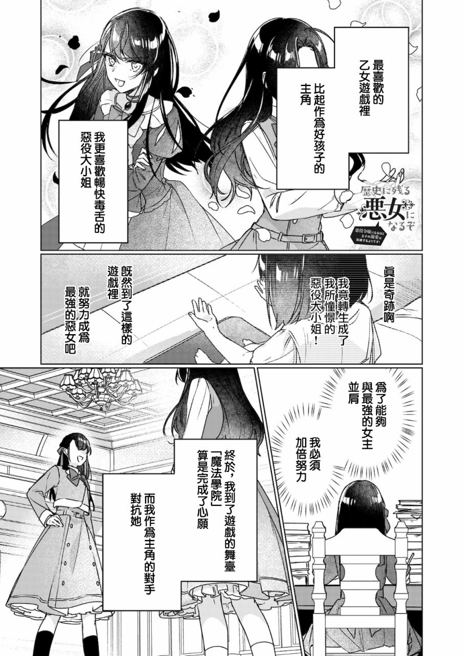 《成为名垂青史的恶役千金吧！少女越坏王子越爱！》漫画最新章节第11.1话免费下拉式在线观看章节第【1】张图片