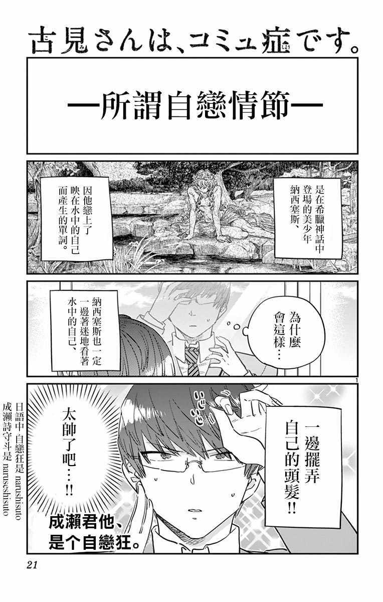 《古见同学有交流障碍症》漫画最新章节第102话 是自恋狂免费下拉式在线观看章节第【1】张图片