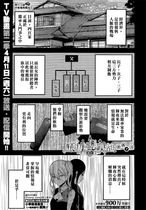 《辉夜大小姐想让我告白 ~天才们的恋爱头脑战~》漫画最新章节周刊172免费下拉式在线观看章节第【1】张图片