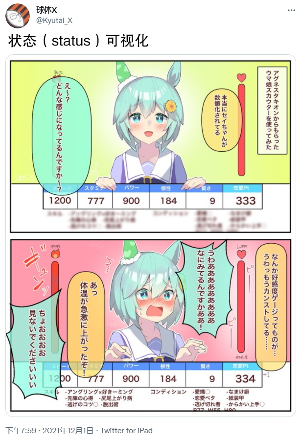 《推特赛马娘同人》漫画最新章节状态可视化免费下拉式在线观看章节第【1】张图片