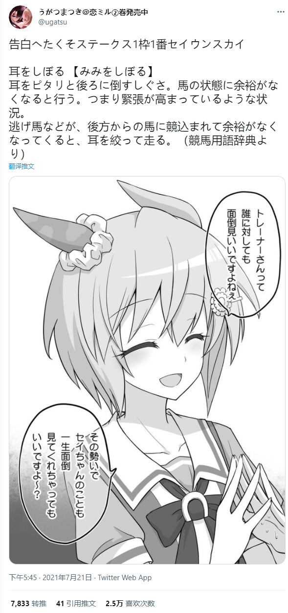 《推特赛马娘同人》漫画最新章节sky的告白免费下拉式在线观看章节第【1】张图片