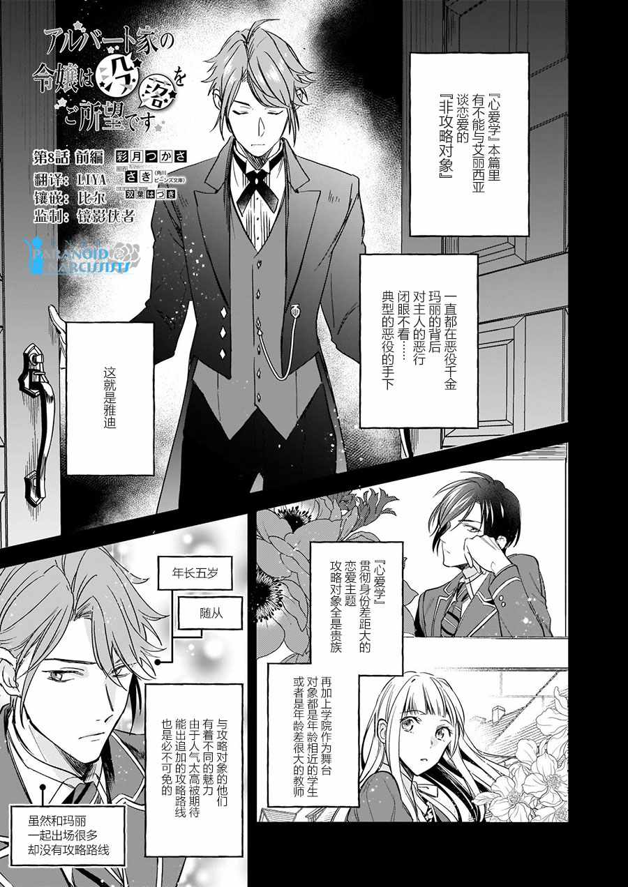 《阿尔伯特家的大小姐努力朝著没落进发》漫画最新章节第8.1话免费下拉式在线观看章节第【1】张图片