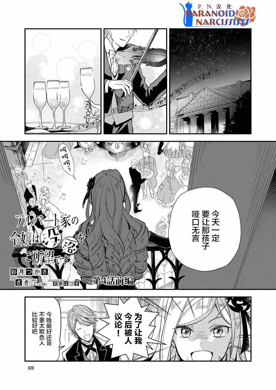 《阿尔伯特家的大小姐努力朝著没落进发》漫画最新章节第4.1话免费下拉式在线观看章节第【1】张图片