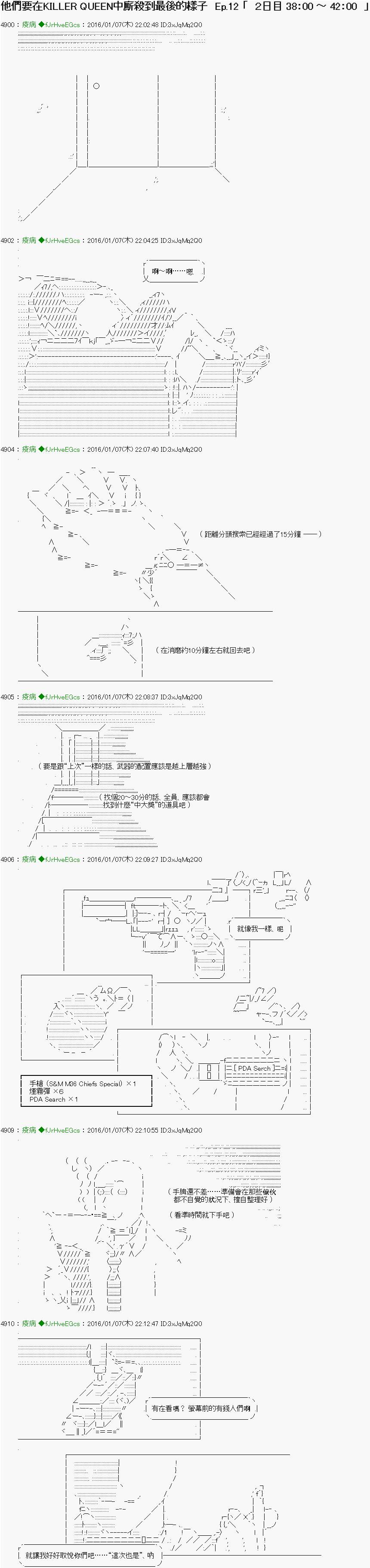 《他们要在KILLER QUEEN中厮杀到最后的样子》漫画最新章节第12话 「　２日目 38：00 ～ 42：00　」免费下拉式在线观看章节第【1】张图片