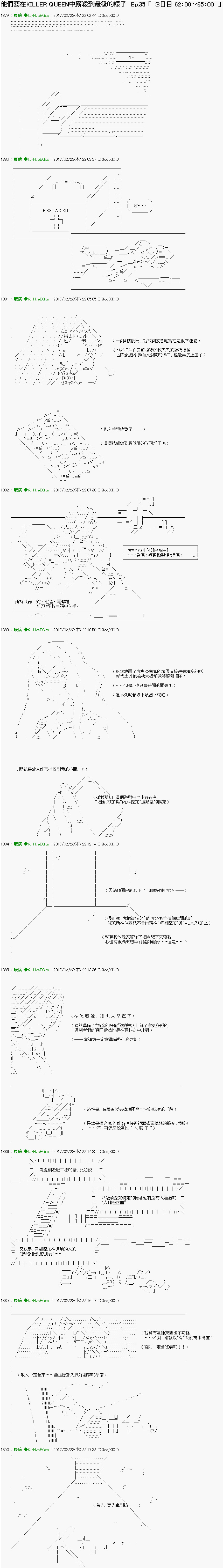 《他们要在KILLER QUEEN中厮杀到最后的样子》漫画最新章节第35话  Ep.35 「　３日目 62：00～65：00　」免费下拉式在线观看章节第【1】张图片