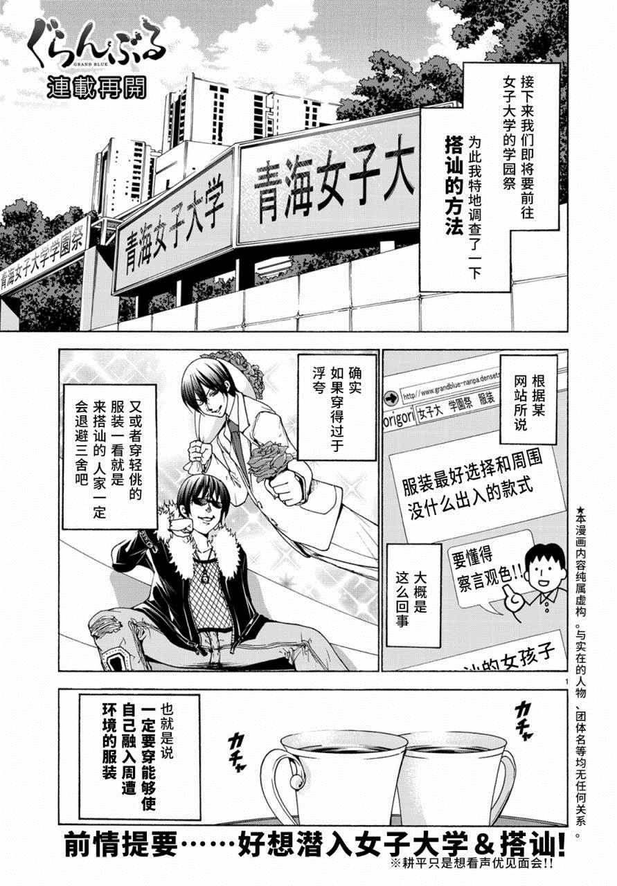 《GrandBlue》漫画最新章节第24话 第一次去女子大免费下拉式在线观看章节第【2】张图片