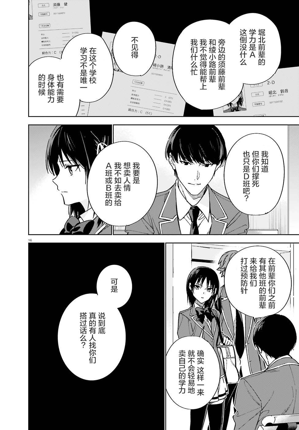 《欢迎来到实力至上主义的教室 2年级篇》漫画最新章节第4话免费下拉式在线观看章节第【16】张图片