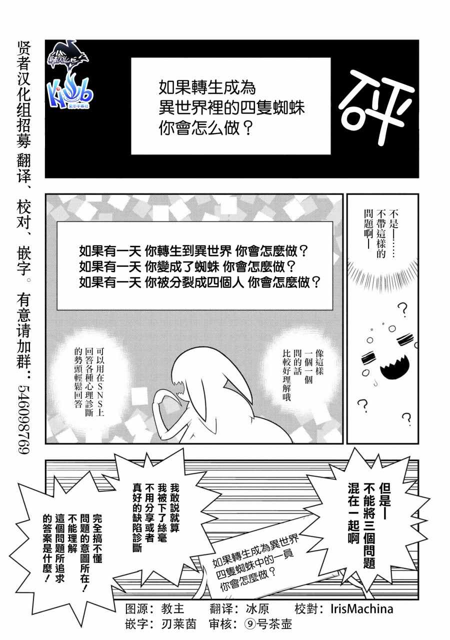 《我是蜘蛛，怎么了？ 蜘蛛子四姐妹的日常》漫画最新章节第1话免费下拉式在线观看章节第【1】张图片