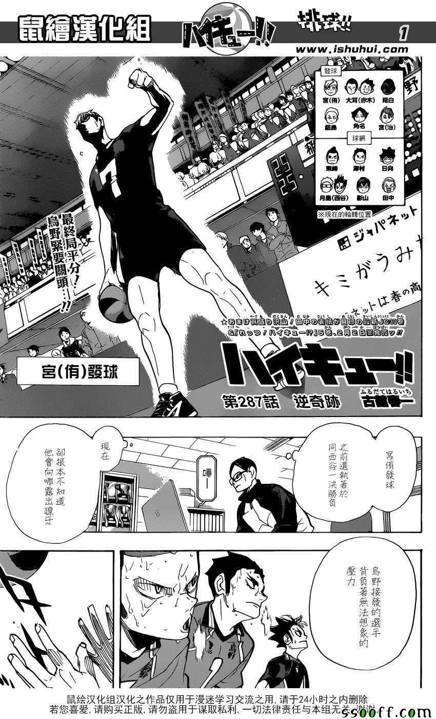 《排球少年!!》漫画最新章节第287话免费下拉式在线观看章节第【1】张图片