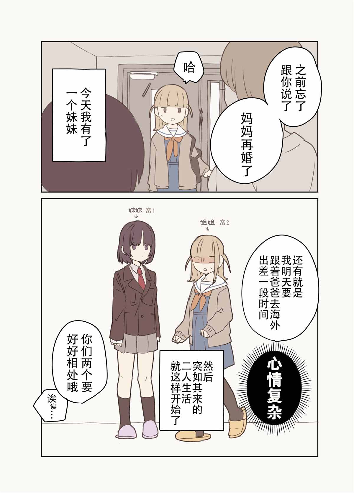 《森原创百合作品集》漫画最新章节义理姐妹百合漫画(日后坠入爱河系的义理姐妹百合漫画）免费下拉式在线观看章节第【1】张图片