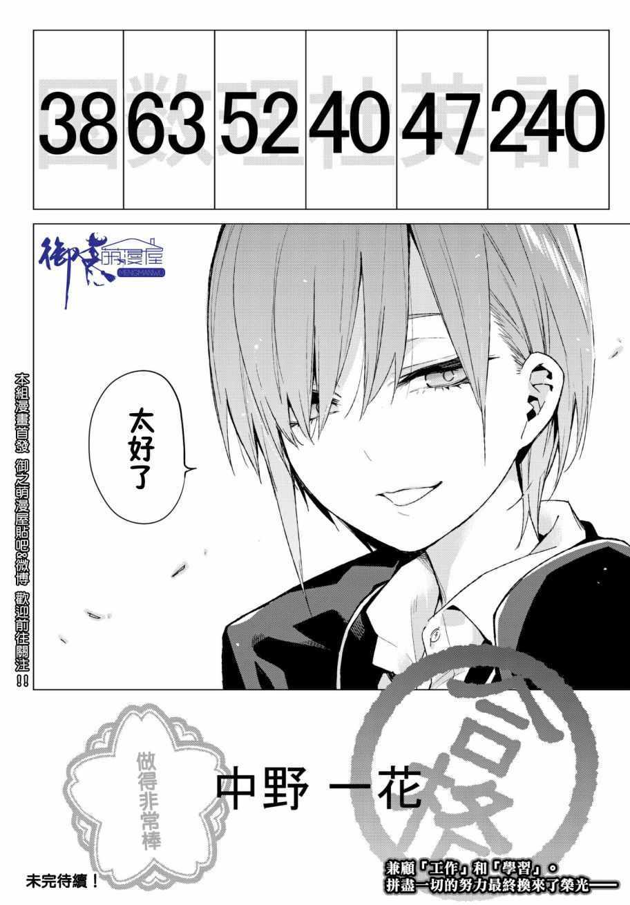 《五等分的花嫁》漫画最新章节第58话 最后的考试之一花的情况免费下拉式在线观看章节第【20】张图片