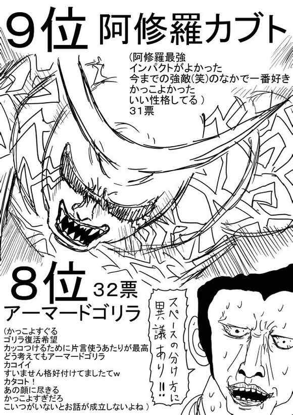 《一拳超人》漫画最新章节原作人气投票←免费下拉式在线观看章节第【7】张图片